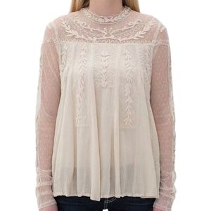 Buckle Sixes & Sevens cream embroidered mesh  blouse size xs